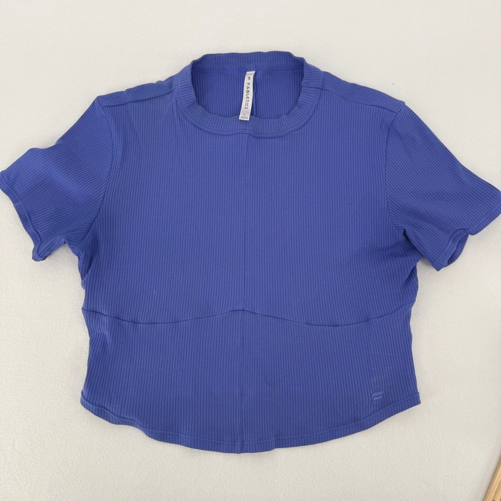 Fabletics Seamed Rib Baby Tee Blue Women's Size Large